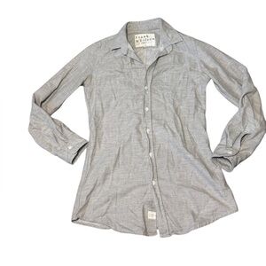 Frank & Eileen Shirley Oversized Button Up Shirt Gray Size Small Long Sleeve Top
